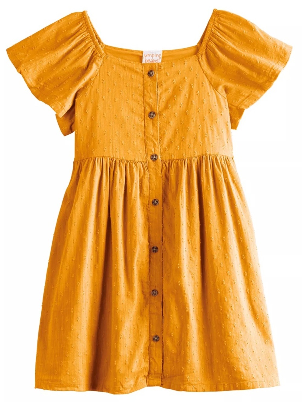 jumping beans Mustard Yellow Button-Front Square Neck Dress